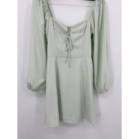 A&F Corset Style Mini Dress Women ST Sage Green Sweetheart Smocked coquette - Picture 3 of 9